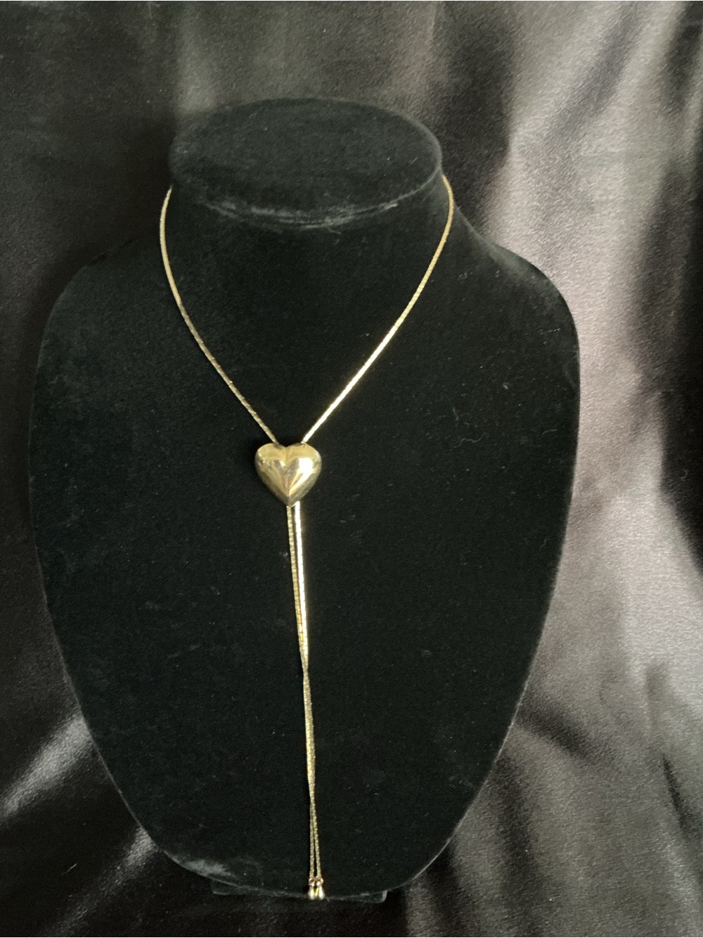 Vintage Gold Heart Lariat Necklace
